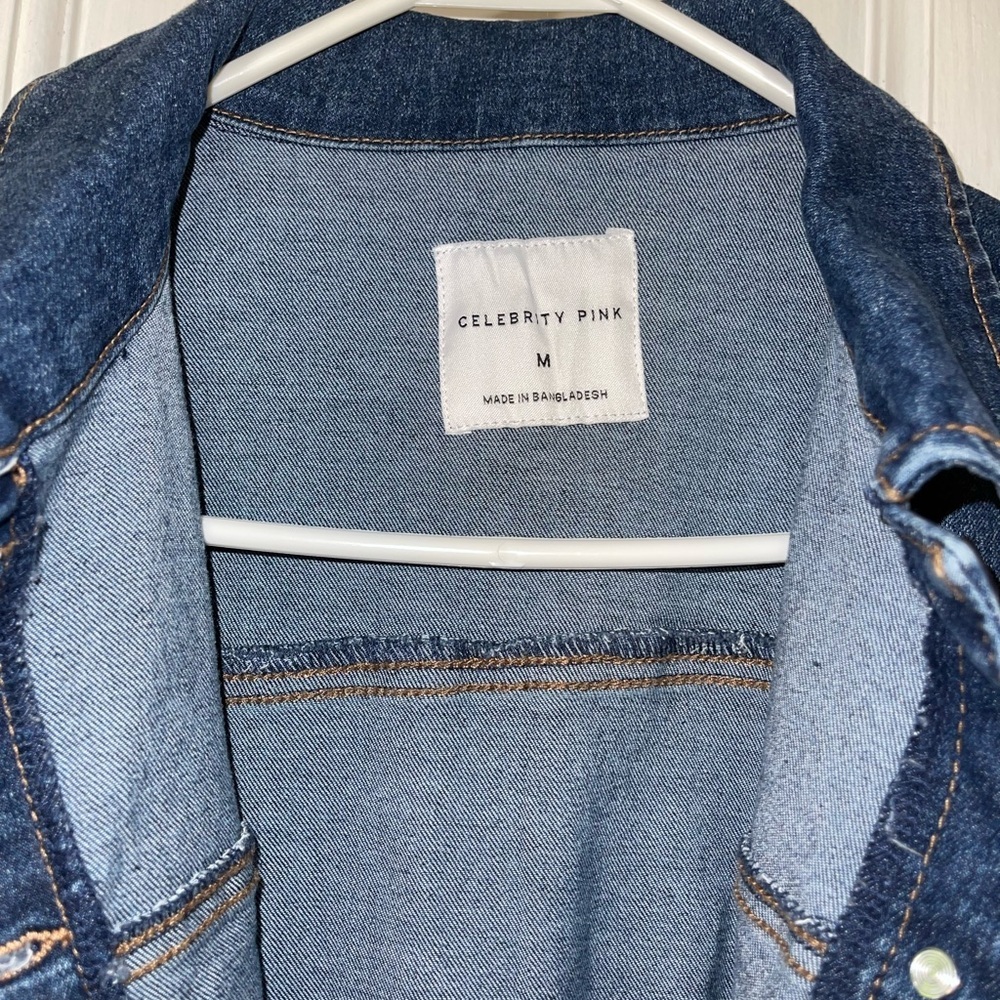 Celebrity Pink Denim Puff Sleeve Jumpsuit - Picture 5 of 9